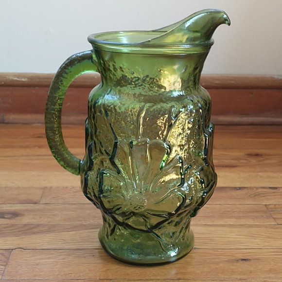 Vintage Green Glass Flower Vase Anchor Hocking - Picture 1 of 12